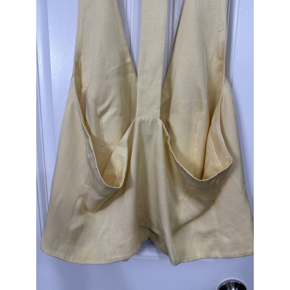 Express Women Yellow Linen Blend T-Back Halter Tailored Vest Waistcoat XL NEW - Picture 6 of 8